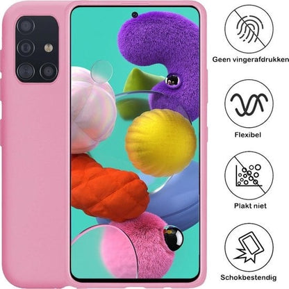 Forterra Samsung A51 Hoesje Siliconen Backcover Lichtgewicht - Roze