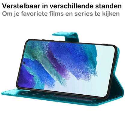 Forterra Samsung S21 FE Hoesje Bookcase Cover met Kaarthouder - Turquoise