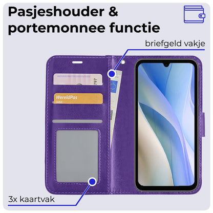 Forterra Samsung A15 Hoesje Bookcase Cover met Kaarthouder - Paars