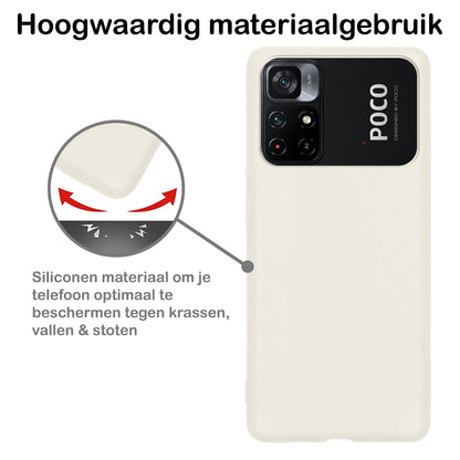 Forterra Xiaomi Poco M4 Pro 5G Hoesje Siliconen Backcover Lichtgewicht - Wit