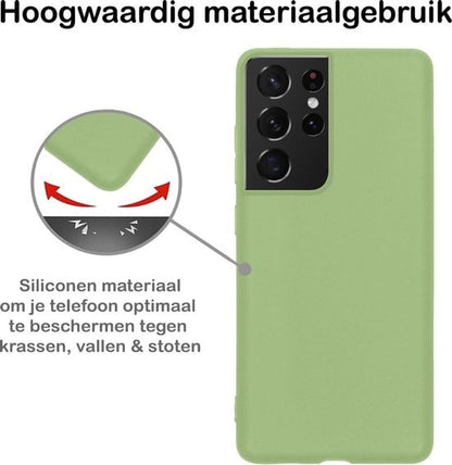 Forterra Samsung S21 Ultra Hoesje Siliconen Backcover Lichtgewicht - Groen