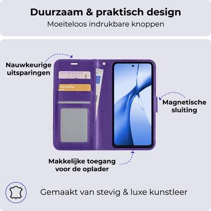 Forterra OnePlus Nord CE 4 Hoesje Bookcase Cover met Kaarthouder - Paars