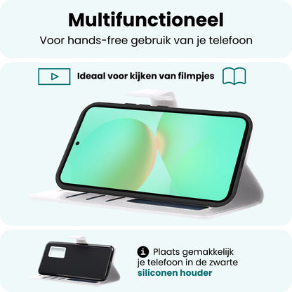 Forterra Samsung A36 Hoesje Bookcase Cover met Kaarthouder - Wit