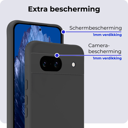 Forterra Google Pixel 8a Hoesje Siliconen Backcover Lichtgewicht - Zwart