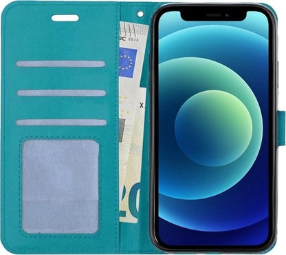 Forterra iPhone 12 Pro Max Hoesje Bookcase Cover met Kaarthouder - Turquoise