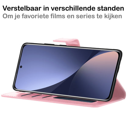 Forterra Xiaomi 12X Hoesje Bookcase Cover met Kaarthouder - Lichtroze