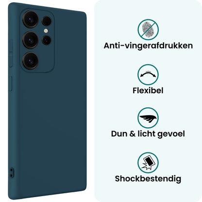 Forterra Samsung S25 Ultra Hoesje Siliconen Backcover Lichtgewicht - Donkerblauw