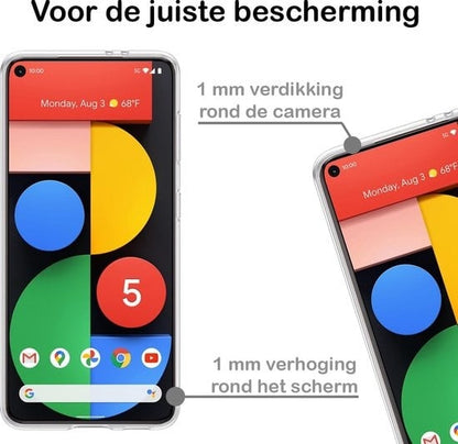 Forterra Google Pixel 5 Hoesje Siliconen Backcover Lichtgewicht - Transparant