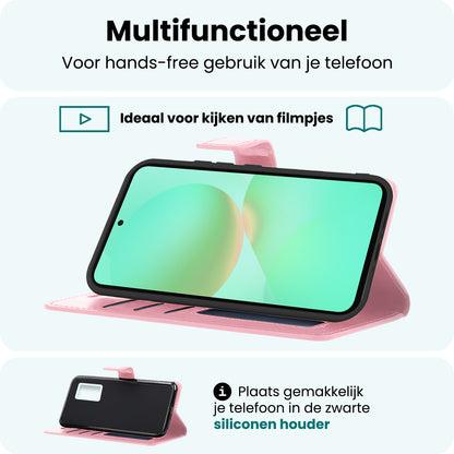 Forterra Samsung A36 Hoesje Bookcase Cover met Kaarthouder - Lichtroze
