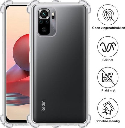 Forterra Xiaomi Redmi Note 10S Hoesje Shockproof Backcover Siliconen - Transparant