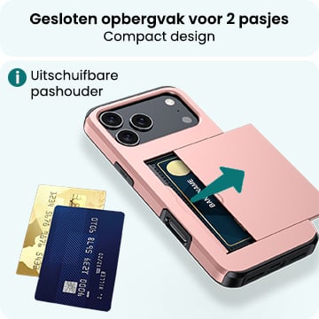Forterra iPhone 17 Pro Hoesje Kaarthouder Hard Case Shockproof - Rosé goud