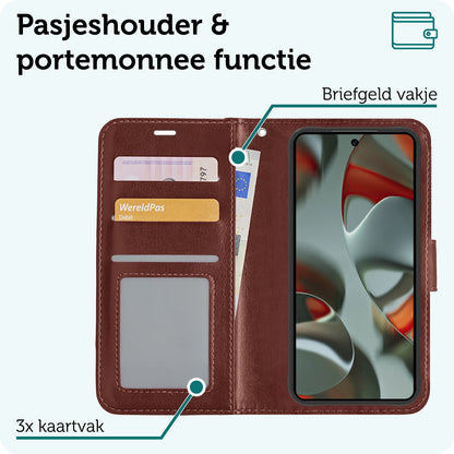 Forterra Google Pixel 10 Pro XL Hoesje Bookcase Cover met Kaarthouder - Bruin