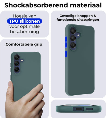 Forterra Samsung A15 Hoesje Siliconen Backcover Lichtgewicht - Donkergroen