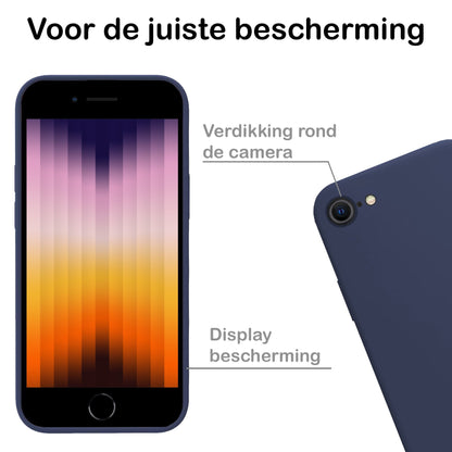 Forterra iPhone SE 2022 Hoesje Siliconen Backcover Lichtgewicht - Donkerblauw