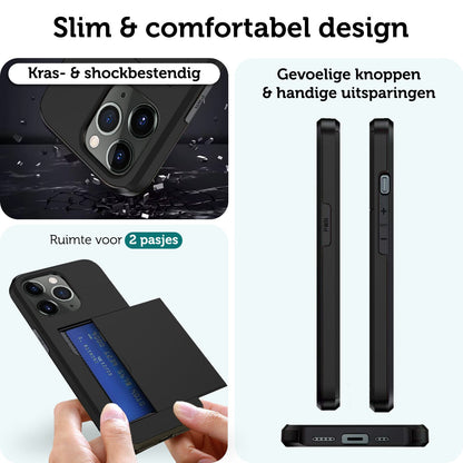 Forterra iPhone 11 Pro Max Hoesje Kaarthouder Hard Case Shockproof - Zwart