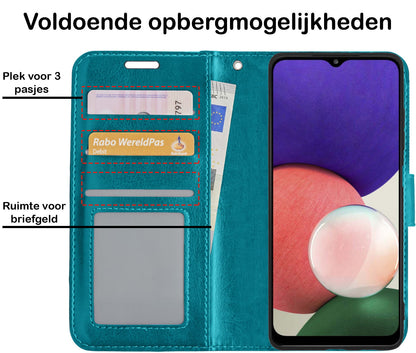 Forterra Samsung M22 Hoesje Bookcase Cover met Kaarthouder - Turquoise