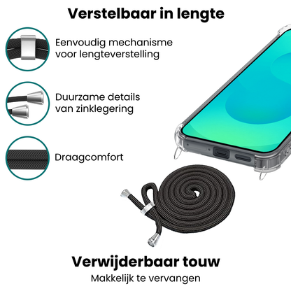 Forterra Samsung S25 Edge Hoesje met Koord Backcover Shockproof - Transparant