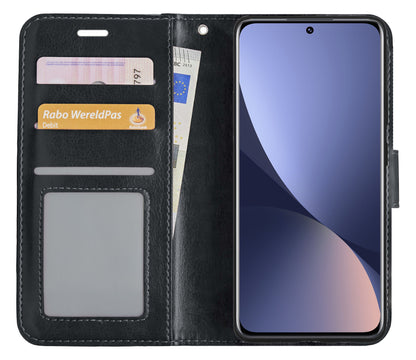 Forterra Xiaomi 12 Hoesje Bookcase Cover met Kaarthouder - Zwart