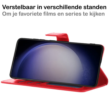 Forterra Samsung S23 Ultra Hoesje Bookcase Cover met Kaarthouder - Rood