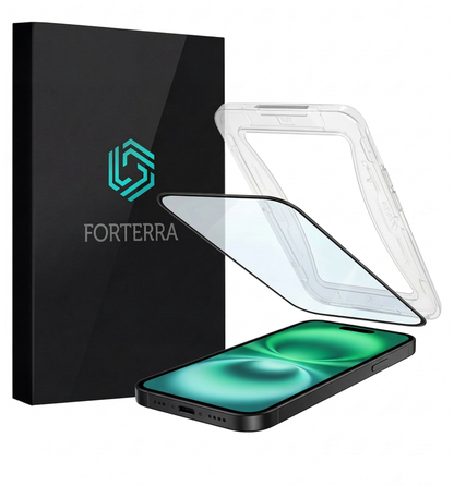 Forterra iPhone 16 Plus Screenprotector Flexibel Glas met Installatieframe