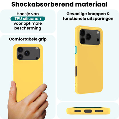 Forterra iPhone 17 Pro Hoesje Siliconen Backcover Lichtgewicht - Geel