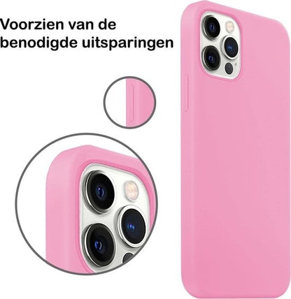 Forterra iPhone 12 Pro Max Hoesje Siliconen Backcover Lichtgewicht - Lichtroze