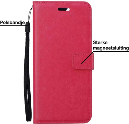Forterra Samsung A72 5G Hoesje Bookcase Cover met Kaarthouder - Donkerroze