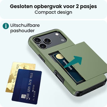 Forterra iPhone 17 Pro Hoesje Kaarthouder Hard Case Shockproof - Donkergroen
