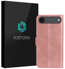 Forterra iPhone Air Hoesje Bookcase Cover met Kaarthouder - Rosé goud