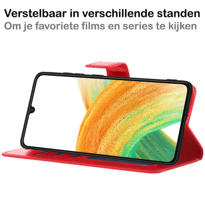 Forterra Samsung A33 Hoesje Bookcase Cover met Kaarthouder - Rood