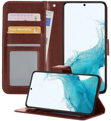 Forterra Samsung S22 Hoesje Bookcase Cover met Kaarthouder - Bruin