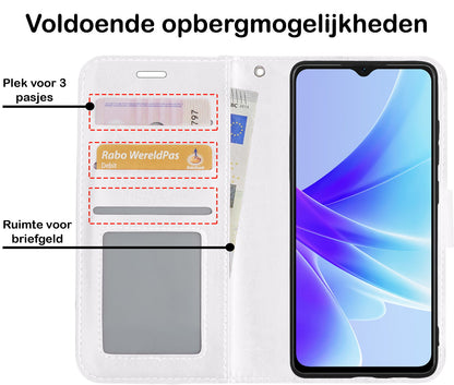 Forterra OPPO A17 Hoesje Bookcase Cover met Kaarthouder - Wit