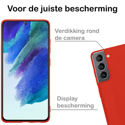 Forterra Samsung S21 FE Hoesje Siliconen Backcover Lichtgewicht - Rood
