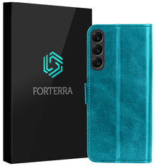 Forterra Samsung S24 FE Hoesje Bookcase Cover met Kaarthouder - Turquoise