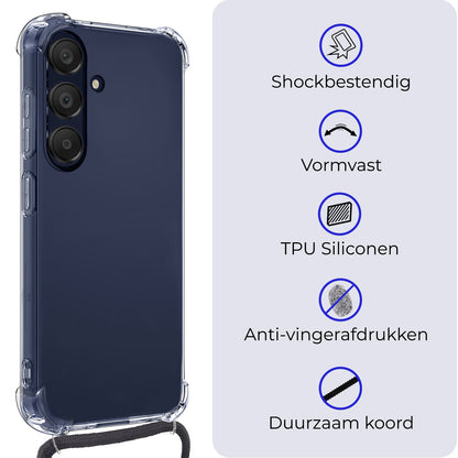 Forterra Samsung A25 Hoesje met Koord Backcover Shockproof - Transparant