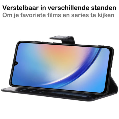 Forterra Samsung A34 Hoesje Bookcase Cover met Kaarthouder - Zwart