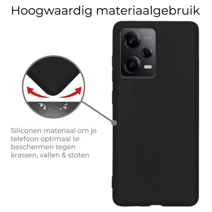 Forterra Xiaomi Redmi Note 12 Pro Hoesje Siliconen Backcover Lichtgewicht - Zwart
