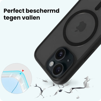 Forterra iPhone 15 Plus Hoesje Geschikt voor Magsafe Backcover Shockproof - Zwart