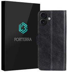 Forterra iPhone 17 Hoesje Bookcase Cover met Kaarthouder - Zwart