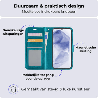 Forterra Samsung A55 Hoesje Bookcase Cover met Kaarthouder - Turquoise