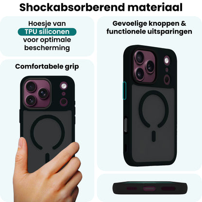 Forterra iPhone 18 Pro Hoesje Geschikt voor Magsafe Backcover Shockproof - Zwart
