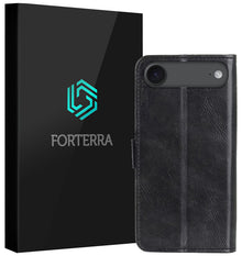 Forterra iPhone Air Hoesje Bookcase Cover met Kaarthouder - Zwart