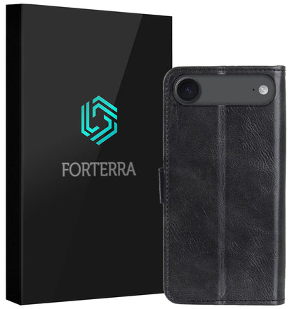 Forterra iPhone Air Hoesje Bookcase Cover met Kaarthouder - Zwart