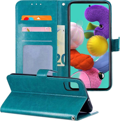 Forterra Samsung A51 Hoesje Bookcase Cover met Kaarthouder - Turquoise