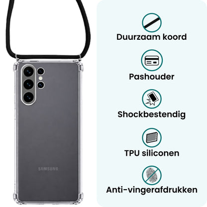 Forterra Samsung S26 Ultra Hoesje met Koord Backcover Shockproof - Transparant