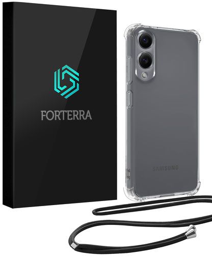 Forterra Samsung S25 Edge Hoesje met Koord Backcover Shockproof - Transparant