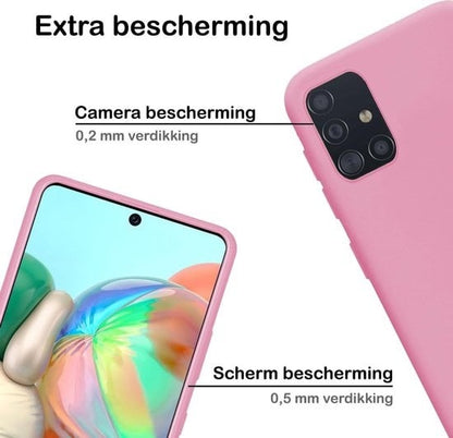 Forterra Samsung A71 Hoesje Siliconen Backcover Lichtgewicht - Roze