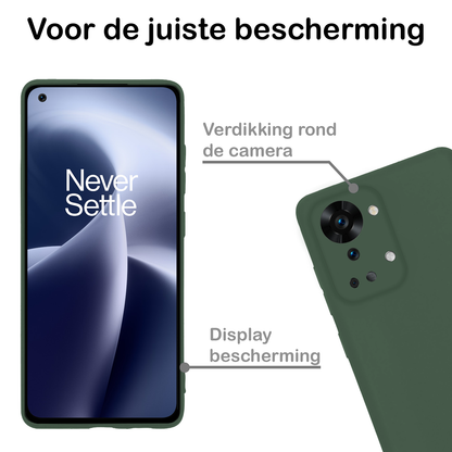 Forterra OnePlus Nord 2T Hoesje Siliconen Backcover Lichtgewicht - Donkergroen