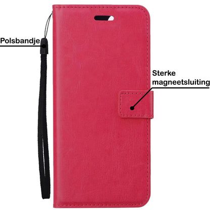 Forterra OPPO A57 Hoesje Bookcase Cover met Kaarthouder - Donkerroze