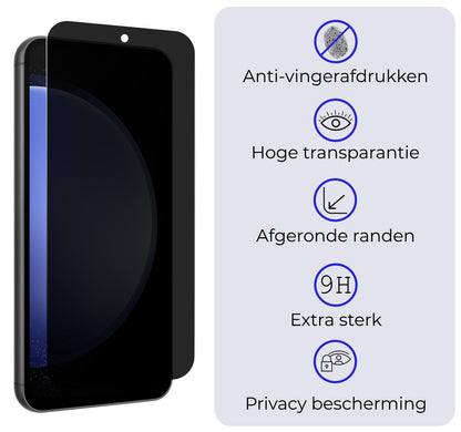 Forterra Samsung S23 FE Screenprotector Gehard Glas - Privacy